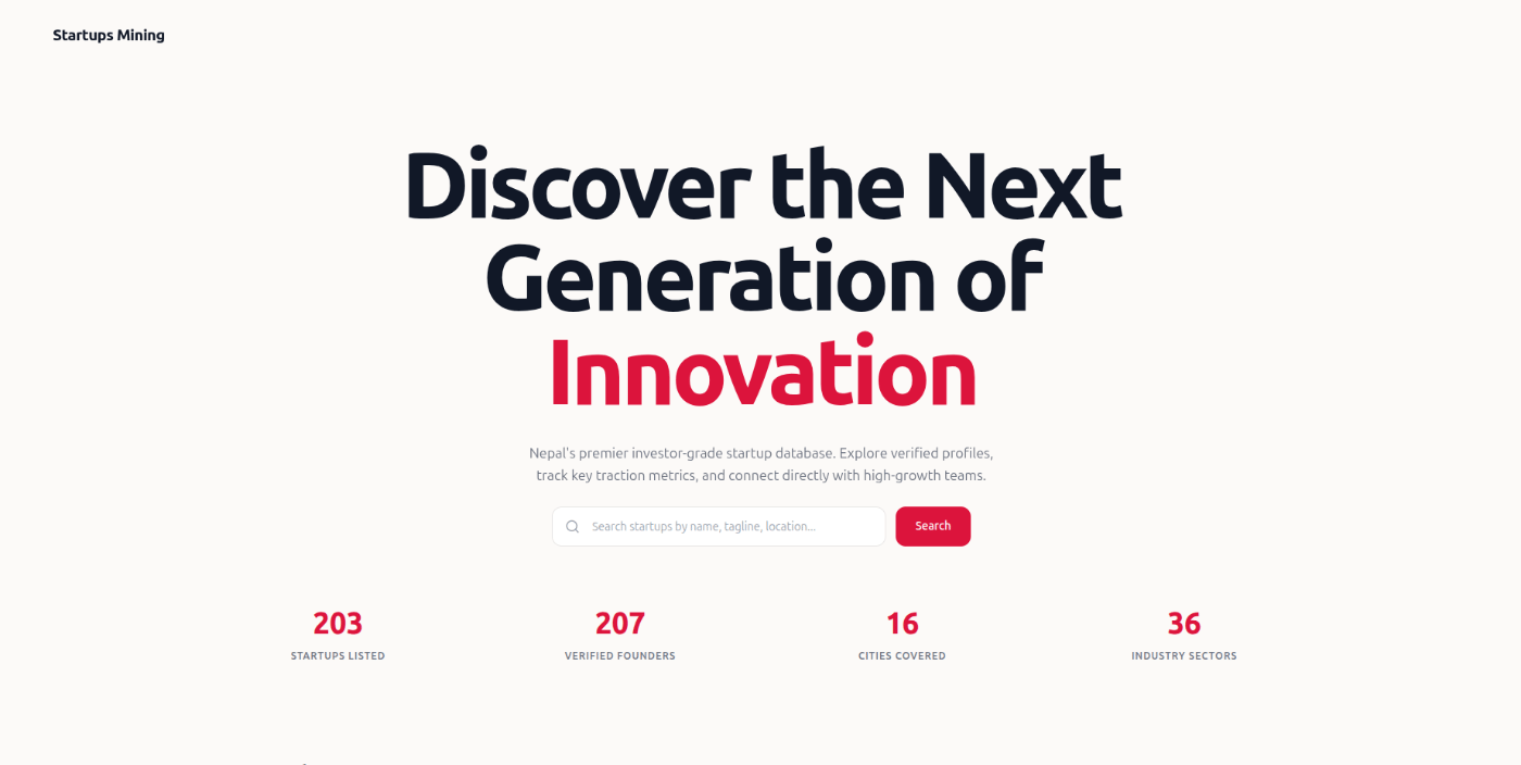 Startups Mining website
